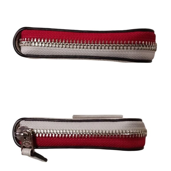 Coach Red Lips White Leather Accordion Zip Around Long Wallet - Picture 6 of 12